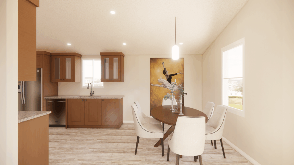 C 1050 Homeplex Prefab homes California Adu California dining room new lance - lucia quartz - barn wood