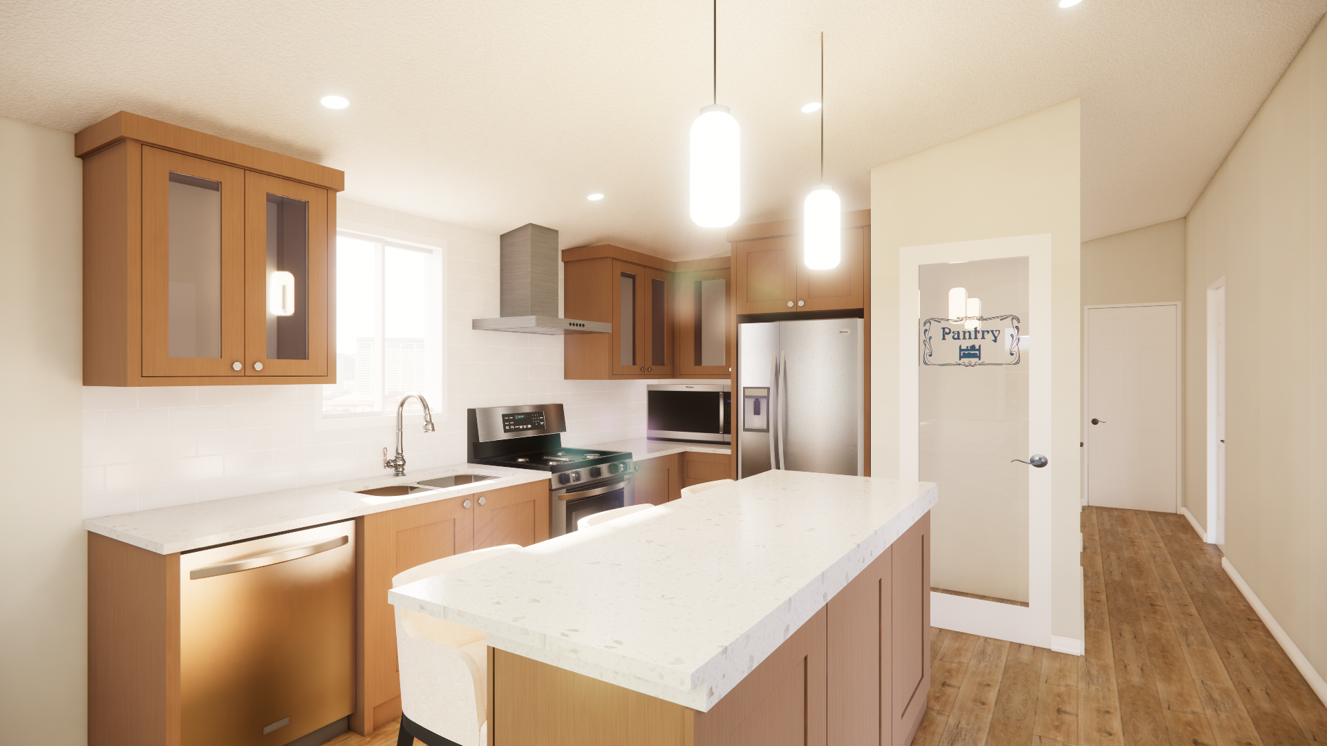 C 1100 Homeplex Prefab homes California Adu California kitchen newl lance-stanton quartz-european oak