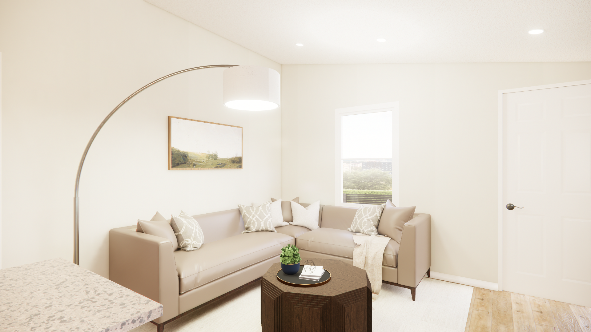 C 1100 Homeplex Prefab homes California Adu California living room-lucia quartz-european oak