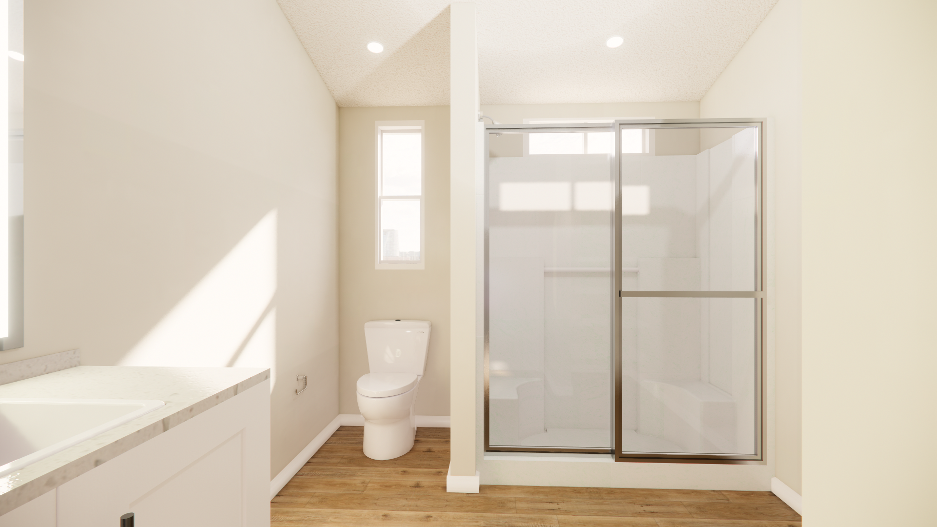C 1250 Homeplex Prefab homes California Adu California Bathroom stall shower - european oak