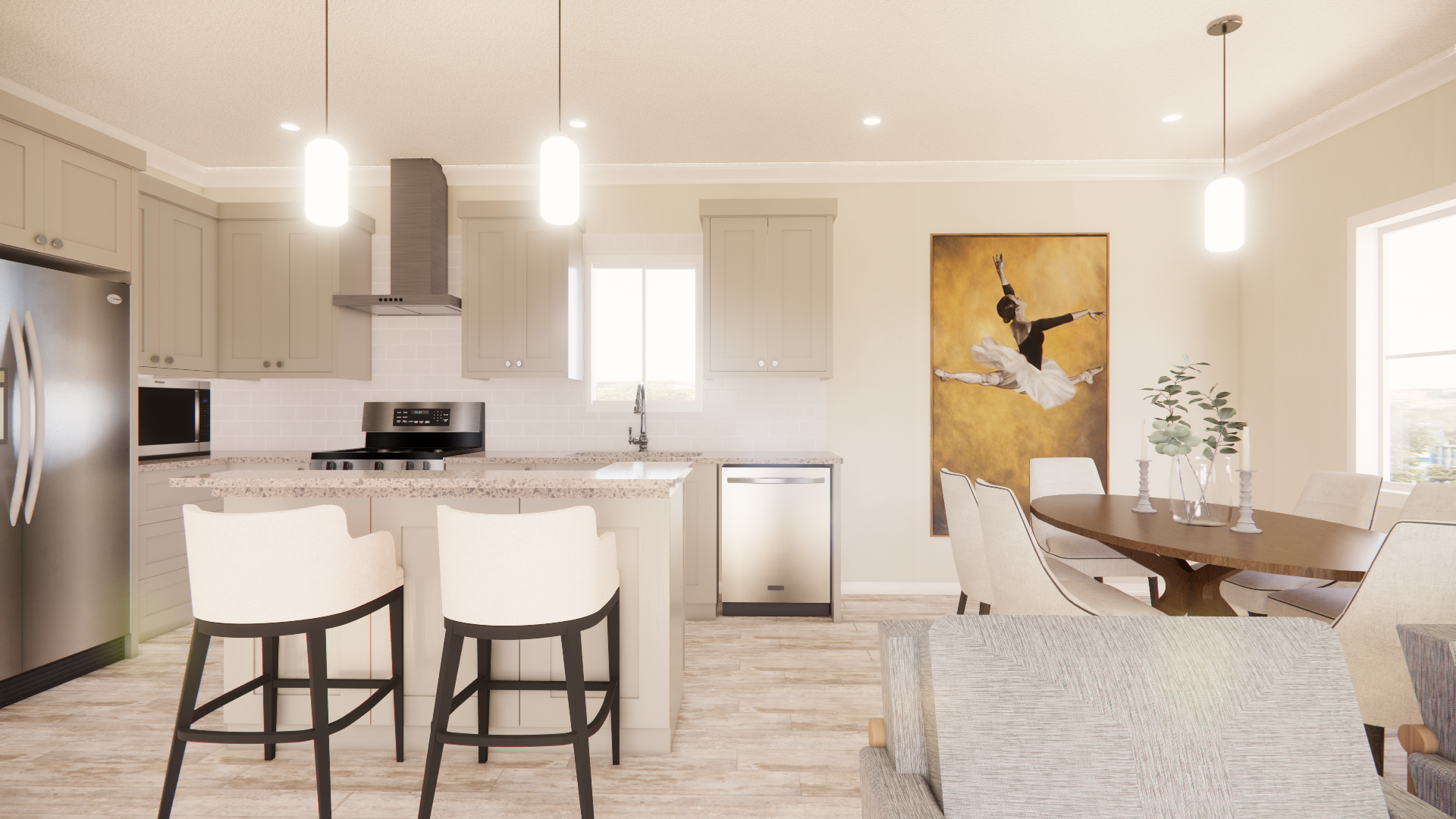 C 1250 Homeplex Prefab homes California Adu California kitchen grey-lucia quartz-barn wood