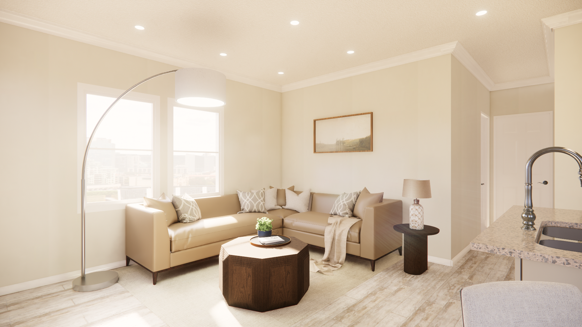 C 800 Homeplex Prefab homes california Adu California living room grey - lucia quartz - barn wood