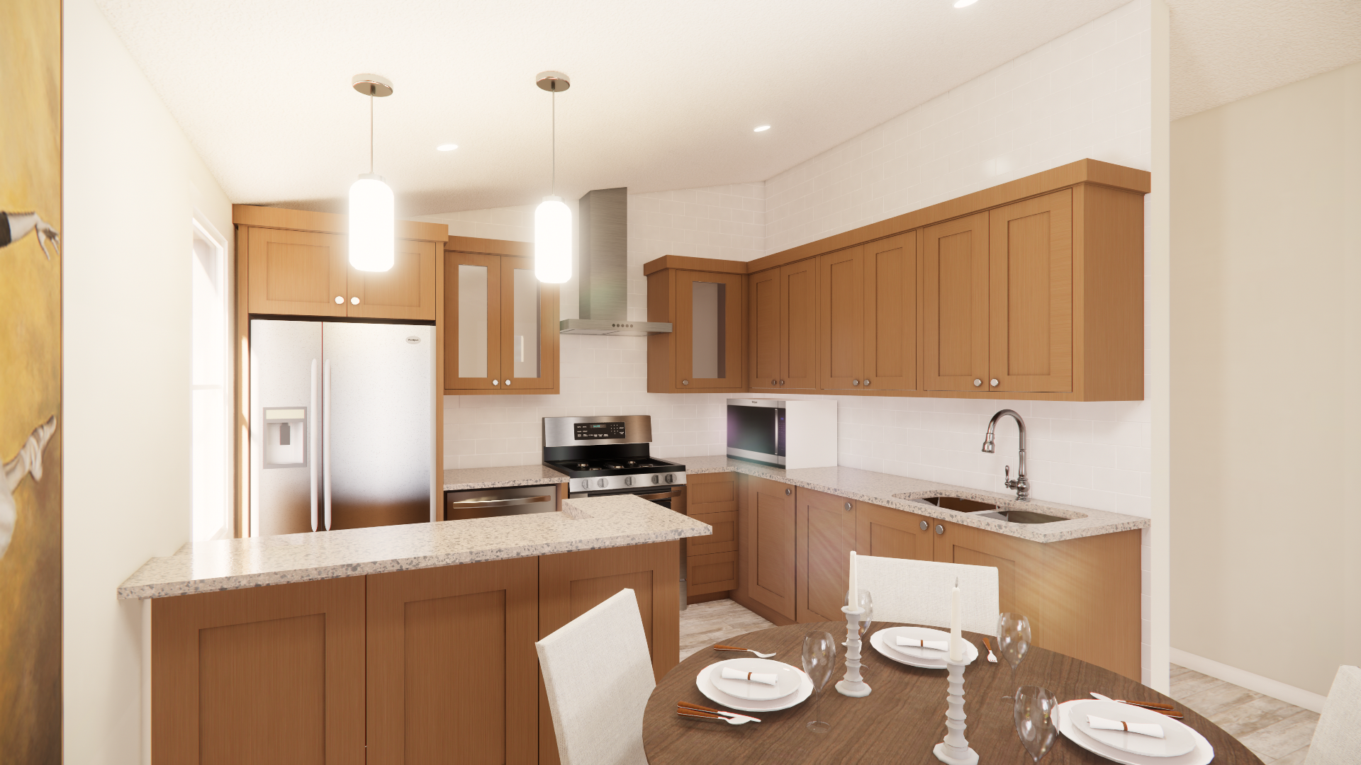 C 805 Homeplex Prefab homes California Adu California KITCHEn new lance - lucia quart- barn wood
