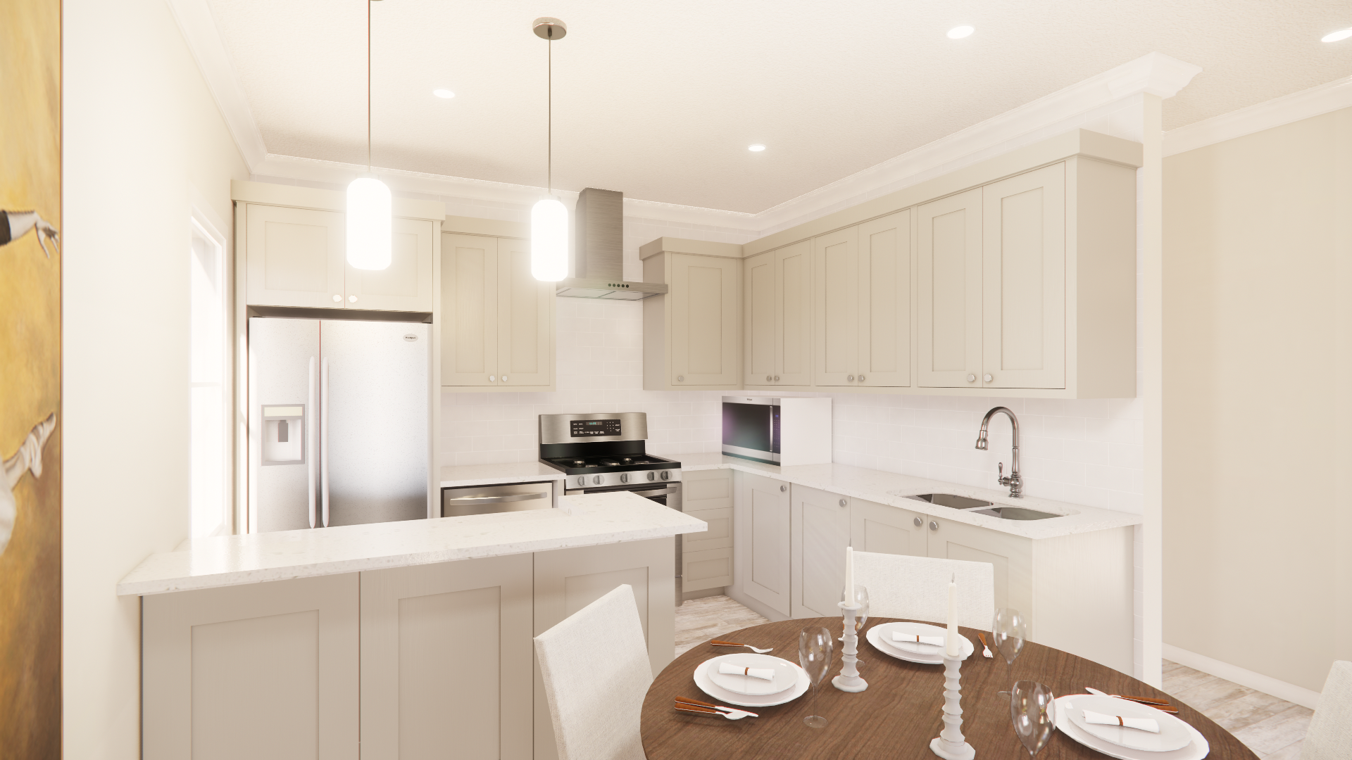 C 805 Homeplex Prefab homes California Adu California kitchen grey - stanton quartz - barn wood