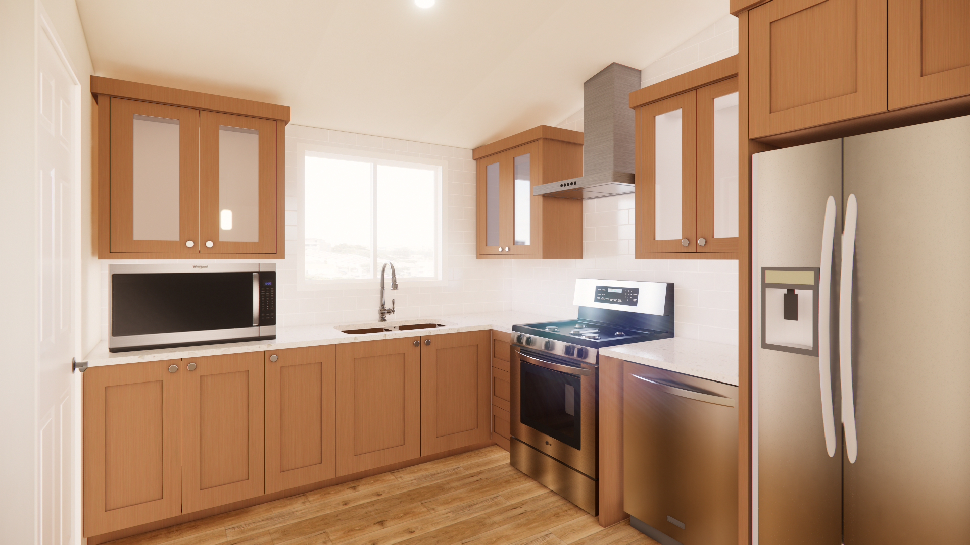 C 810 Homeplex Prefab homes California Adu California kitchen new lance - stanton quartz - european oak