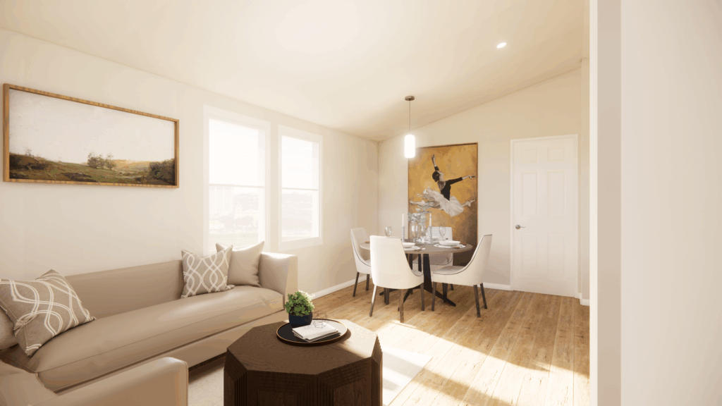 C 810 Homeplex Prefab homes California Adu California living room - european oak