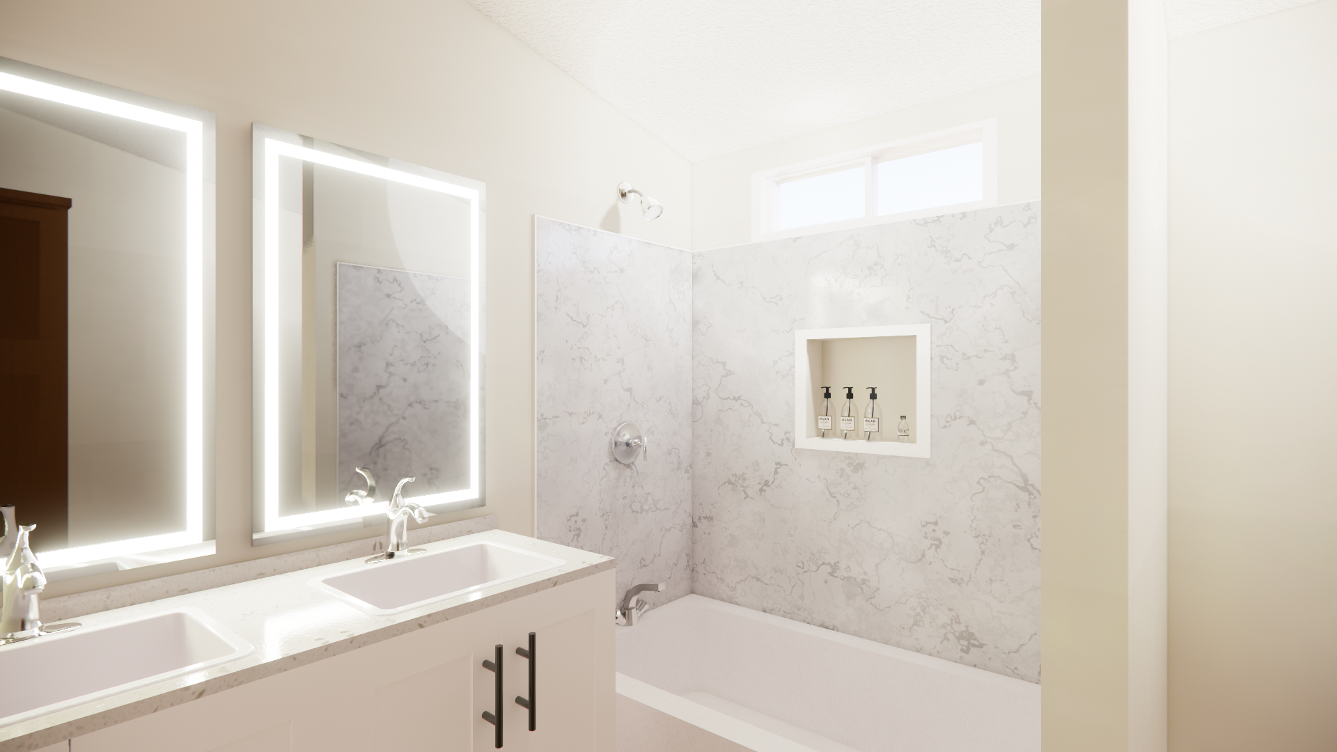 C 880 Homeplex Prefab homes California Adu California Bathroom white carrara