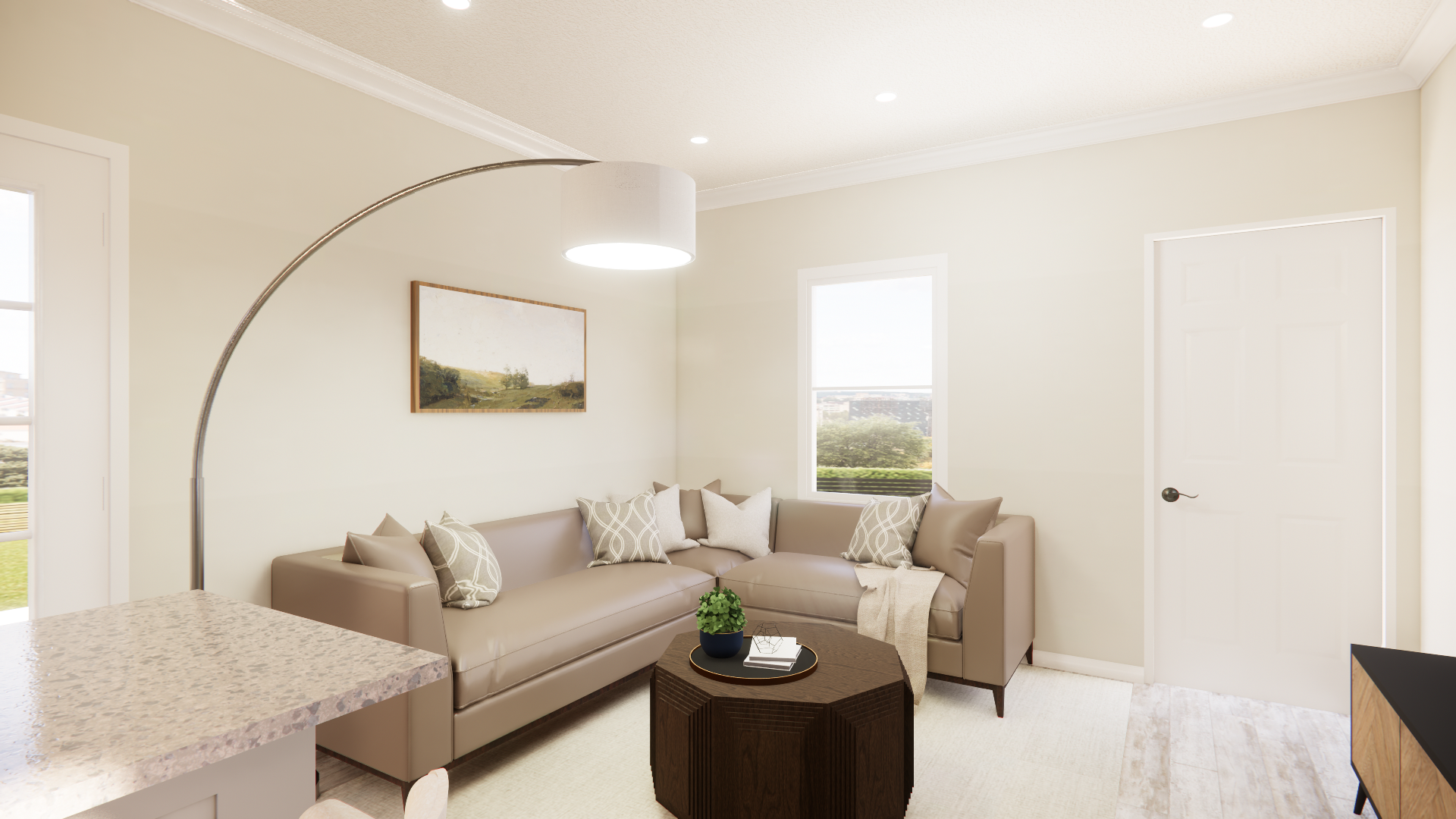 C 880 Homeplex Prefab homes California Adu California living room grey-lucia quartz-barn wood